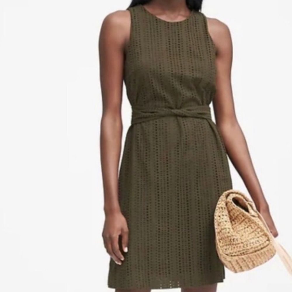 Banana Republic olive green eyelet dress
